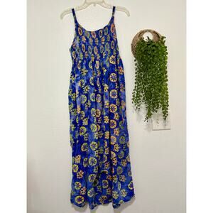Vintage 90s Y2K Rama Size M celestial Sun and Snowflake Summer Maxi Dress